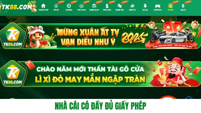 Nhà cái có đầy đủ giấy phép